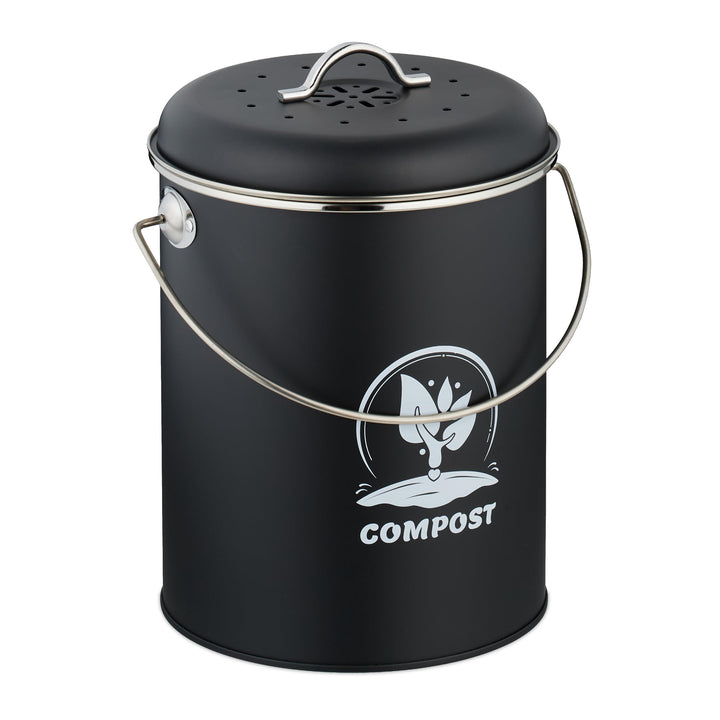 Relaxdays Komposteimer Küche 5,5 Liter, Mülleimer mit Deckel und Geruchsfilter, Abfalleimer Biomüll,