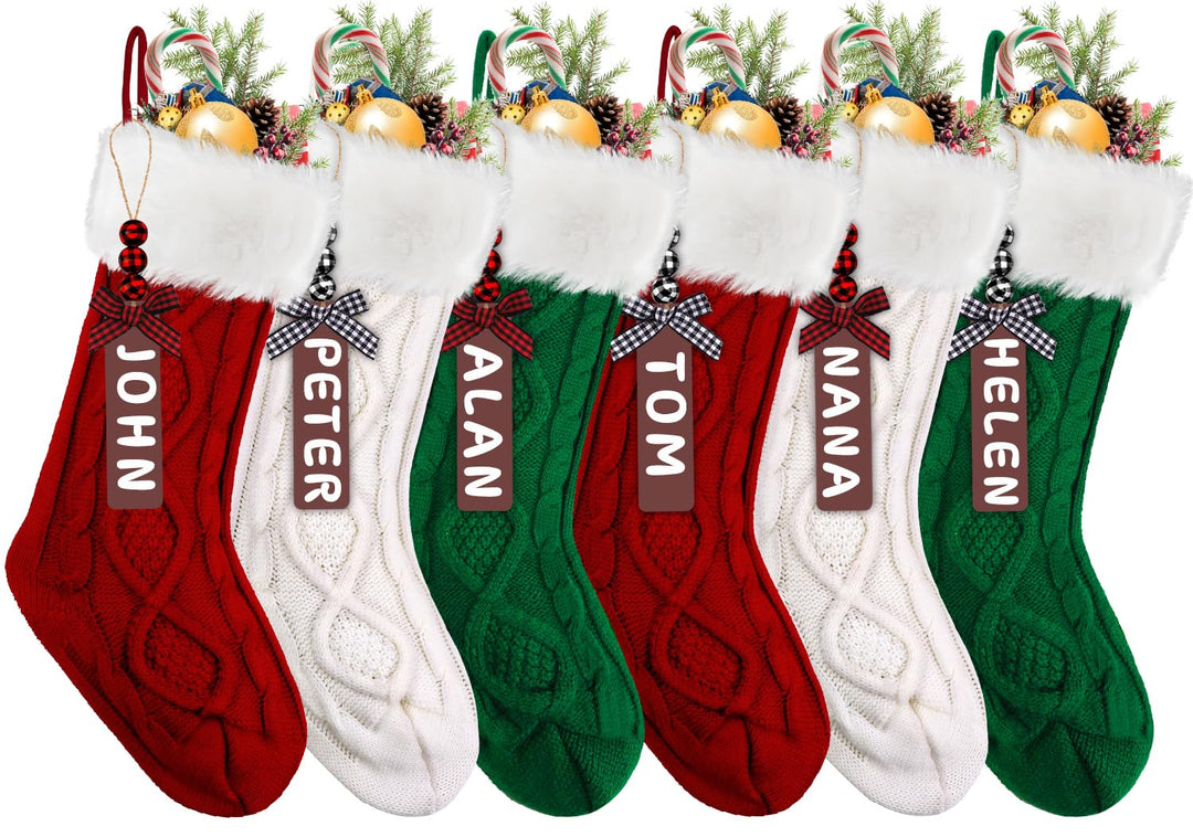 XIMISHOP 6PACK Grün Rot Weiss Weihnachtsstrümpfe…, Grün Rot Weiss