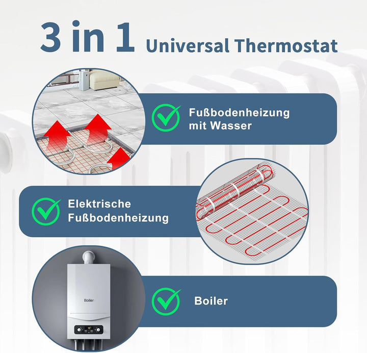 CNBINGO Thermostat Fussbodenheizung Raumthermostat Digital Unterputz für Wasser Boiler Thermostat He