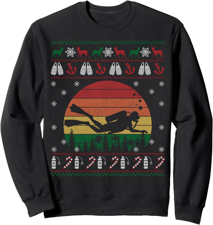 Vintage Diving Ugly Christmas Sweater Gift for Diver Sweatshirt