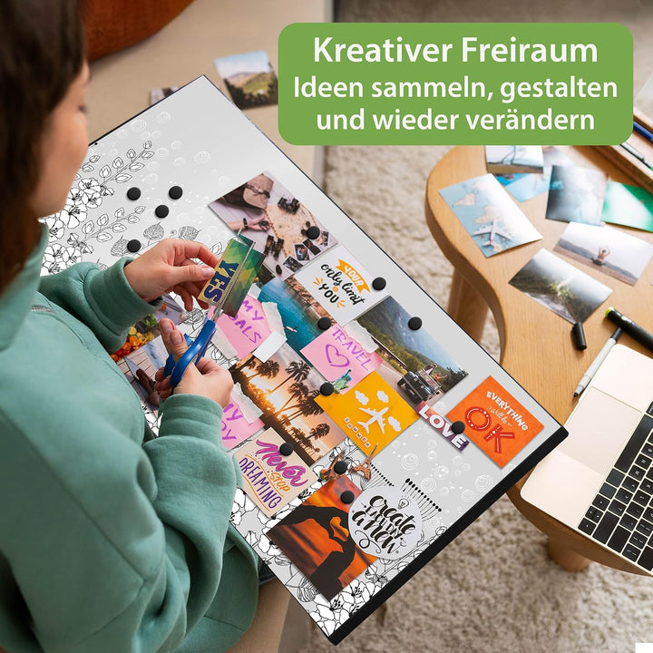 banjado Magnettafel schwarz 78 x 37cm / Magnetwand Metall/Magnetpinnwand als Memoboard/Pinnwand Magn
