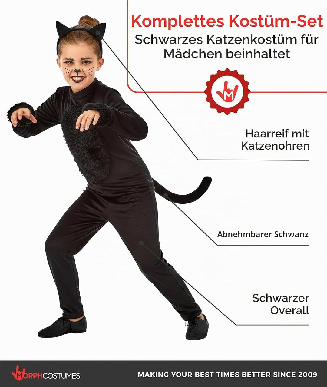 Fun Shack Katzenkostüm Mädchen, Süsses Halloween Kostüm Kinder, S