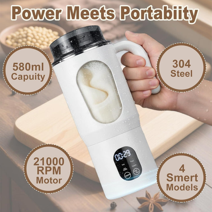 Tragbarer Mixer mit Griff, Mini-Standmixer, kleiner Entsafter, Smoothie-Maker mit Silikon Strohhalm,