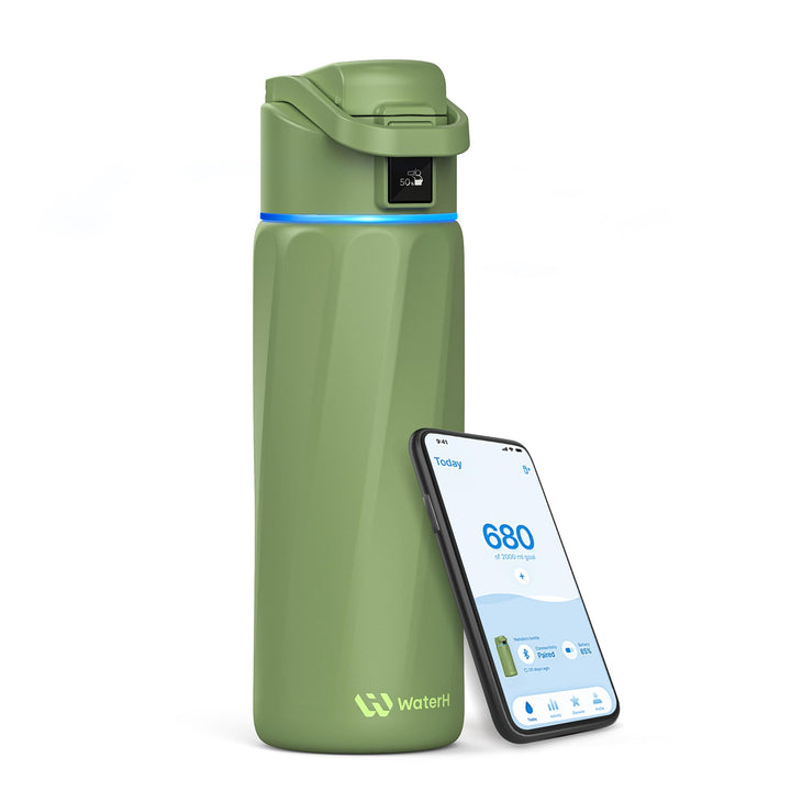 WaterH BOOST Smart Trinkflasche mit Trinkerinnerung &amp; Trinktracker, 710 ml Green 710 ml, Green 710 m
