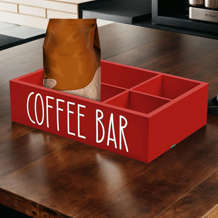 Gewürz-Aufbewahrungsbox mit herausnehmbaren Regalen, Kaffeestations-Organizer für Tee, Tassen und Zu