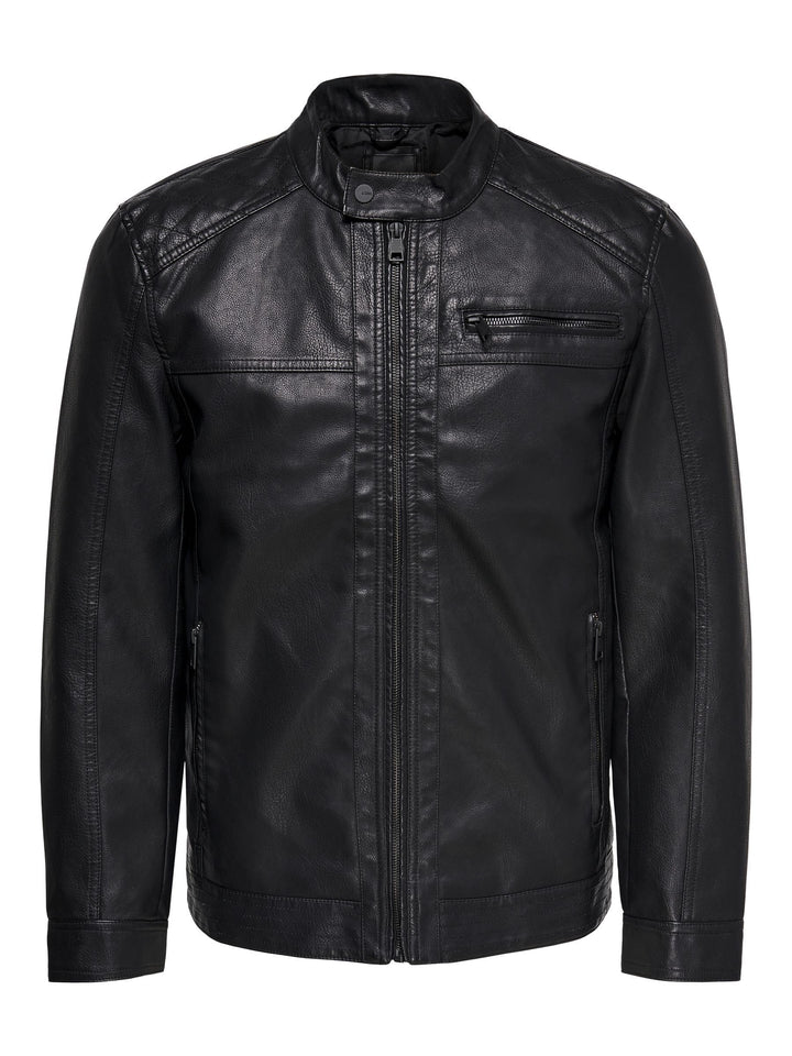 ONLY &amp; SONS Male Kunstlederjacke onsAL Kunstlederjacke, Schwarz