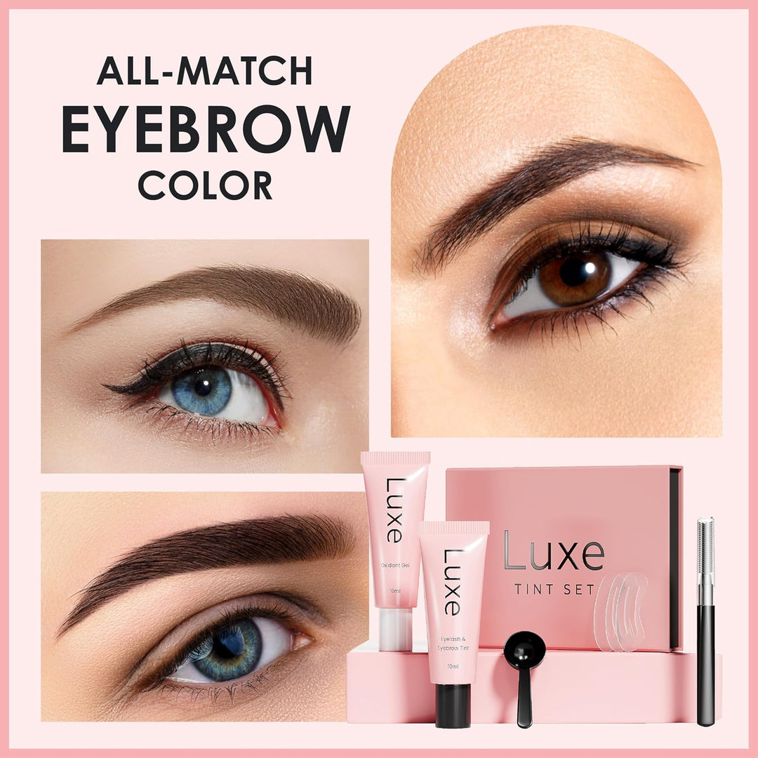 Luxe Cosmetics -New Version 2025 Black Color Set for Lashes and Brows - Long Lasting Temporary Color