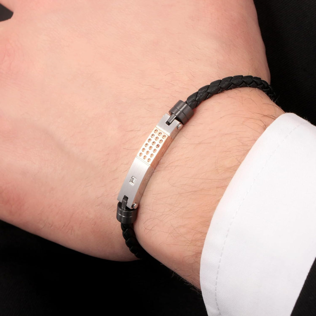 Morellato Herrenarmband, Kollektion Moody, aus Leder, Schwarz-IP, Edelstahl - SQH21, Edelstahl