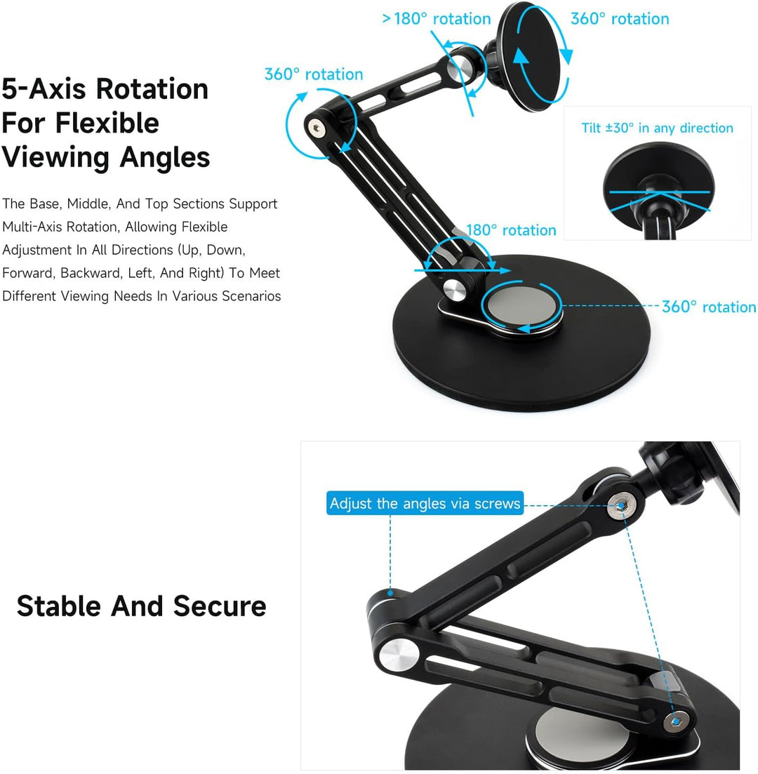 Waveshare Magnetic N52 Neodymium Magnet Portable Monitor Adjustable Stand, Compatible with 4~18.5inc