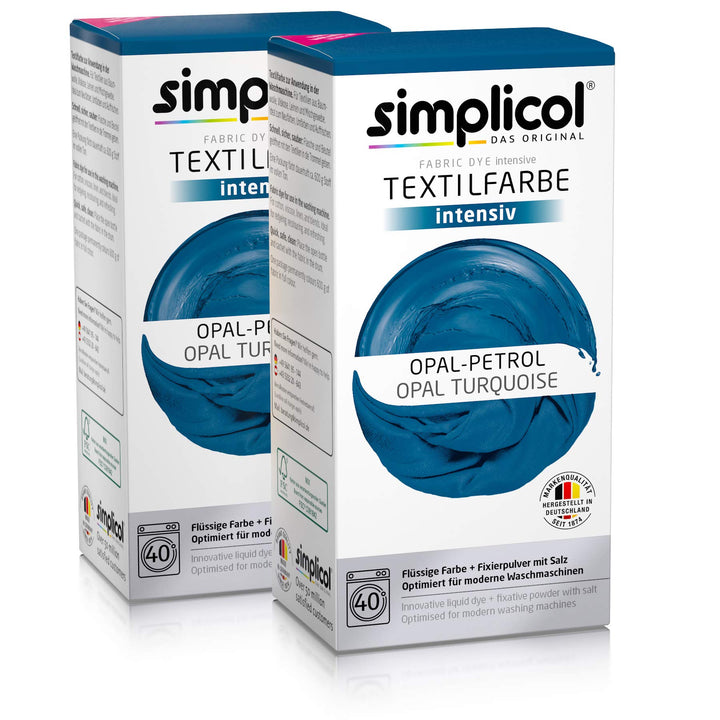 Simplicol Intensive Textilfarbe Express Maschine (Flüssigfarbe + Fixiersalz), Petrolblau, 2 Stück 2