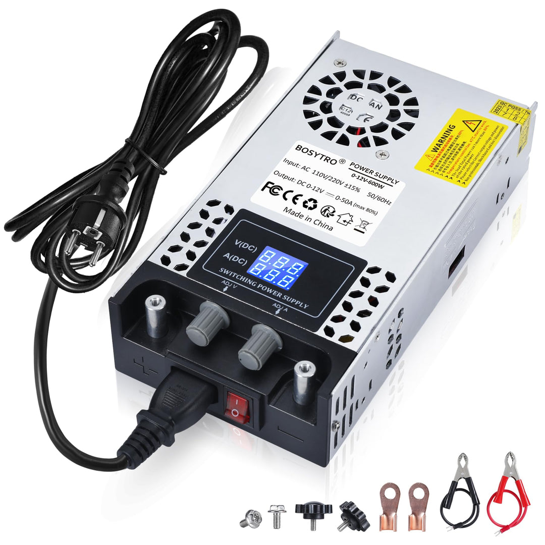 BOSYTRO Regelbares Netzteil 0-12V 0-50A 600W Schaltnetzteil Transformator Power Supply Trafo 230v au