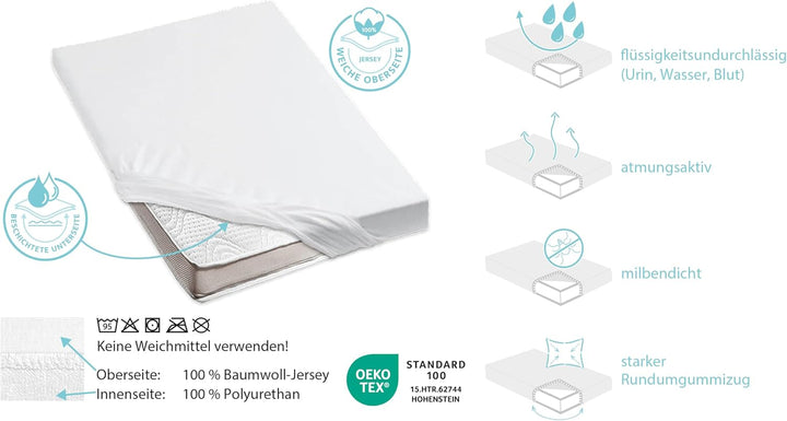 Castejo Jersey Matratzenschutz mit Nässeschutz, flüssigkeitsundurchlässig, Matratzenschoner, Hygiene