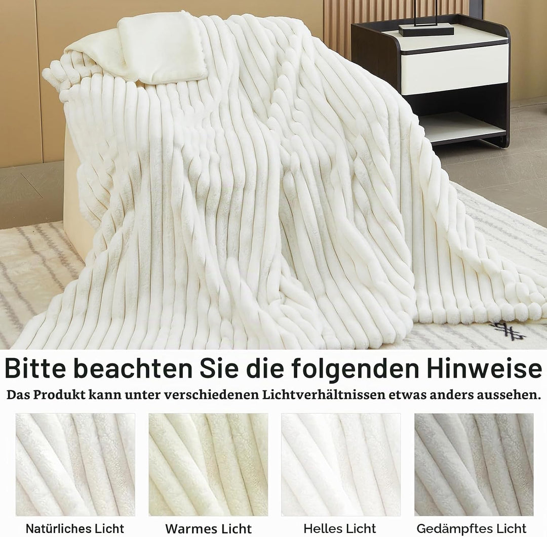 Kuscheldecke Kaninchen Plüsch Decke Super Soft Wohndecke Dick 540 G/M² Flanell Decke Couchdecke Warm
