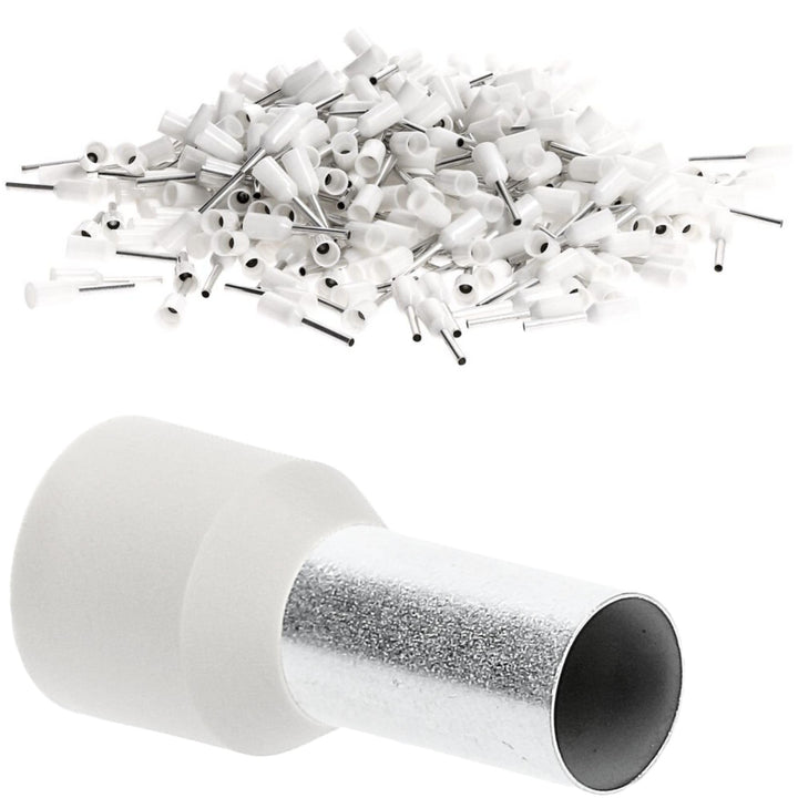 Kalitec 500x Aderendhülsen Isoliert 0,5mm² - 8mm Kabelhülsen Weiss | UL-Zertifizierte Endhülsen aus