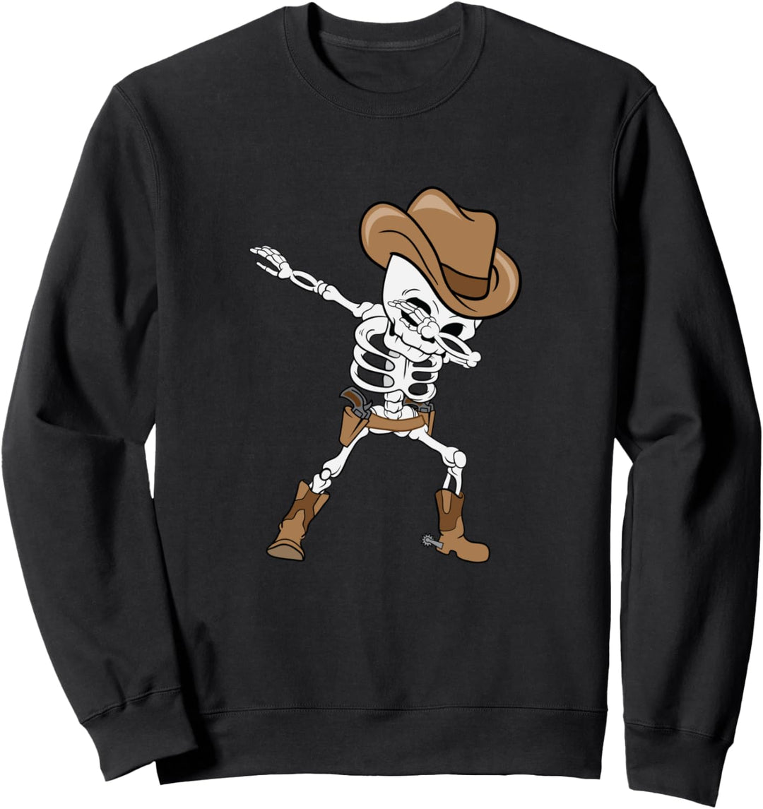 Dabbing Skelett Cowboyhut Halloween Kinder Dab Sweatshirt