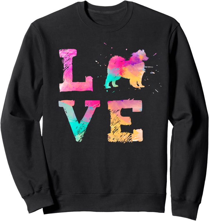 Bunte Aquarellmalerei Samoyd Hund Love-r Sweatshirt