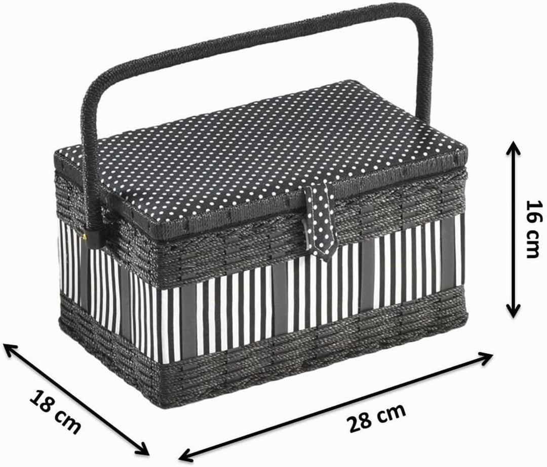 Kobolo Nähkästchen Nähkorb Nähkörbchen Nähkasten mit 28x18x16 cm Schwarz, Schwarz