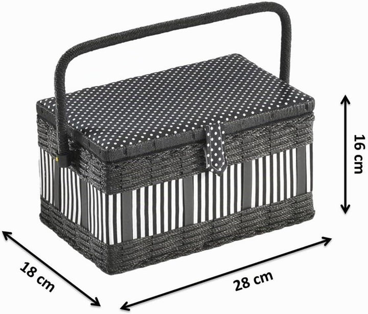 Kobolo Nähkästchen Nähkorb Nähkörbchen Nähkasten mit 28x18x16 cm Schwarz, Schwarz