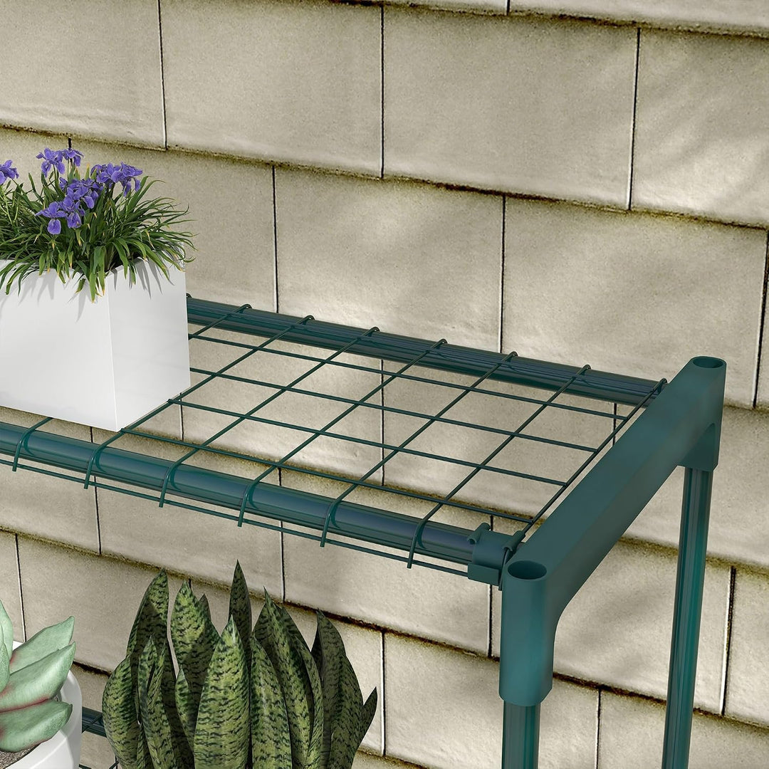 Outsunny Pflanzenregal, Blumenständer mit 4 Ebenen Blumenregal, Pflanzenständer für Garten, Balkon,