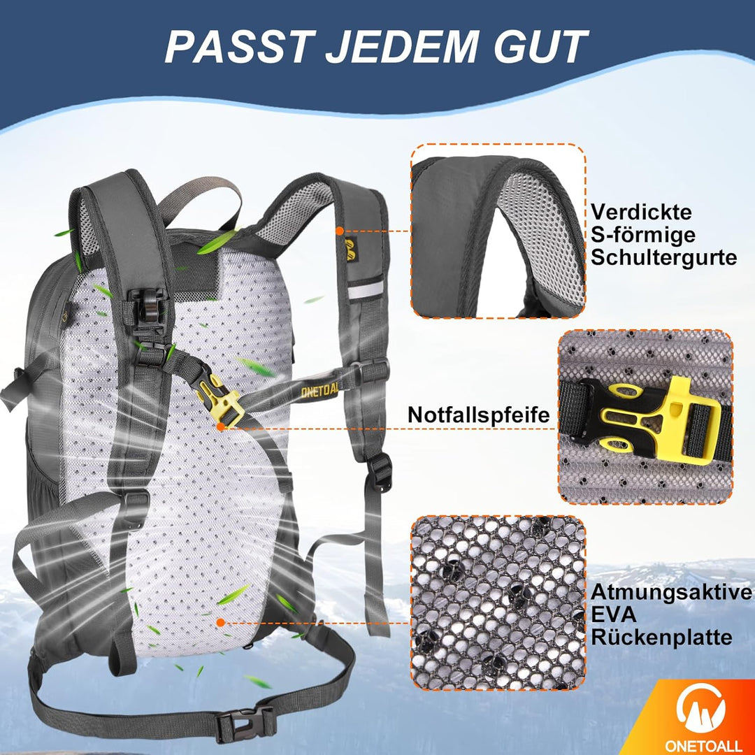 Wanderrucksack Damen, Diebstahlsicherer Tagesrucksack Damen, Wasserdichter Fahrrad Rucksack mit Rück