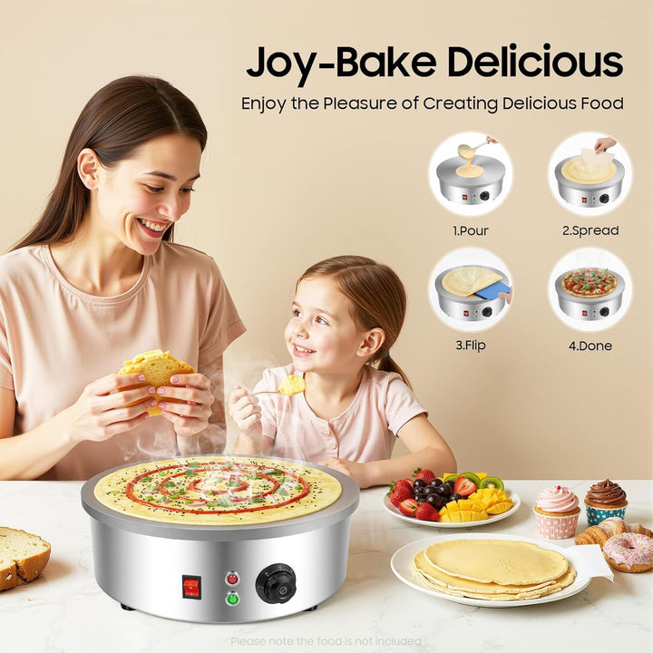 45cm Crepes Maker Elektrisch 3000W Gastro - Profi Gusseisen Crêpes Platte &amp; Fladenbäcker für Gözleme