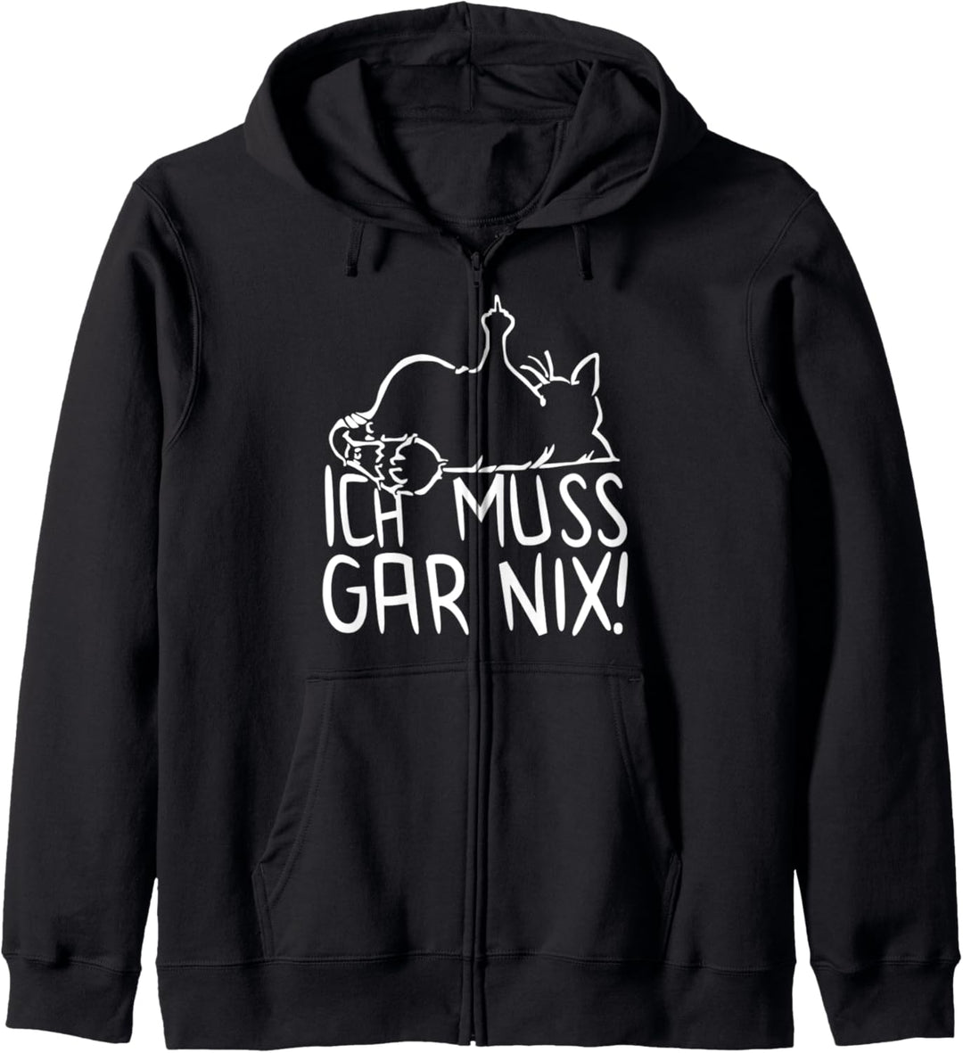 faule Katze - Statement Spruch - ich muss gar nix - Katzen Kapuzenjacke