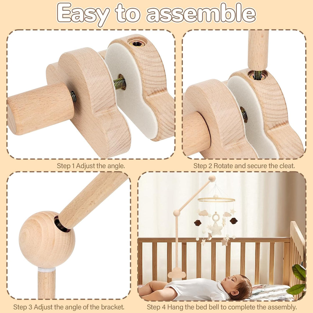 Baby Mobile Halterung für Babybett, Mobile Halterung Holz Wickeltisch, Abnehmbarer Baby-Mobile-Aufhä