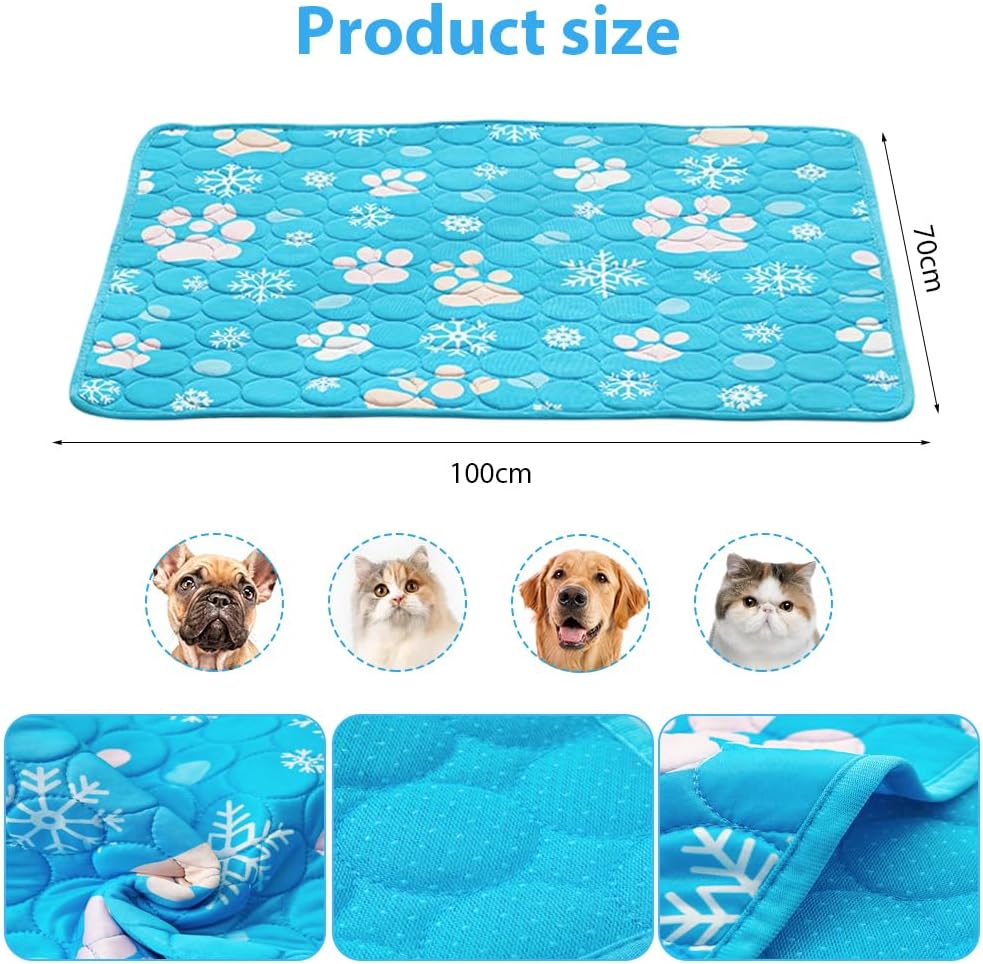 Yuragim Kühlmatte für Hunde, Selbstkühlend Hundematte 100 * 70cm Kühldecke für Hunde und Katzen für