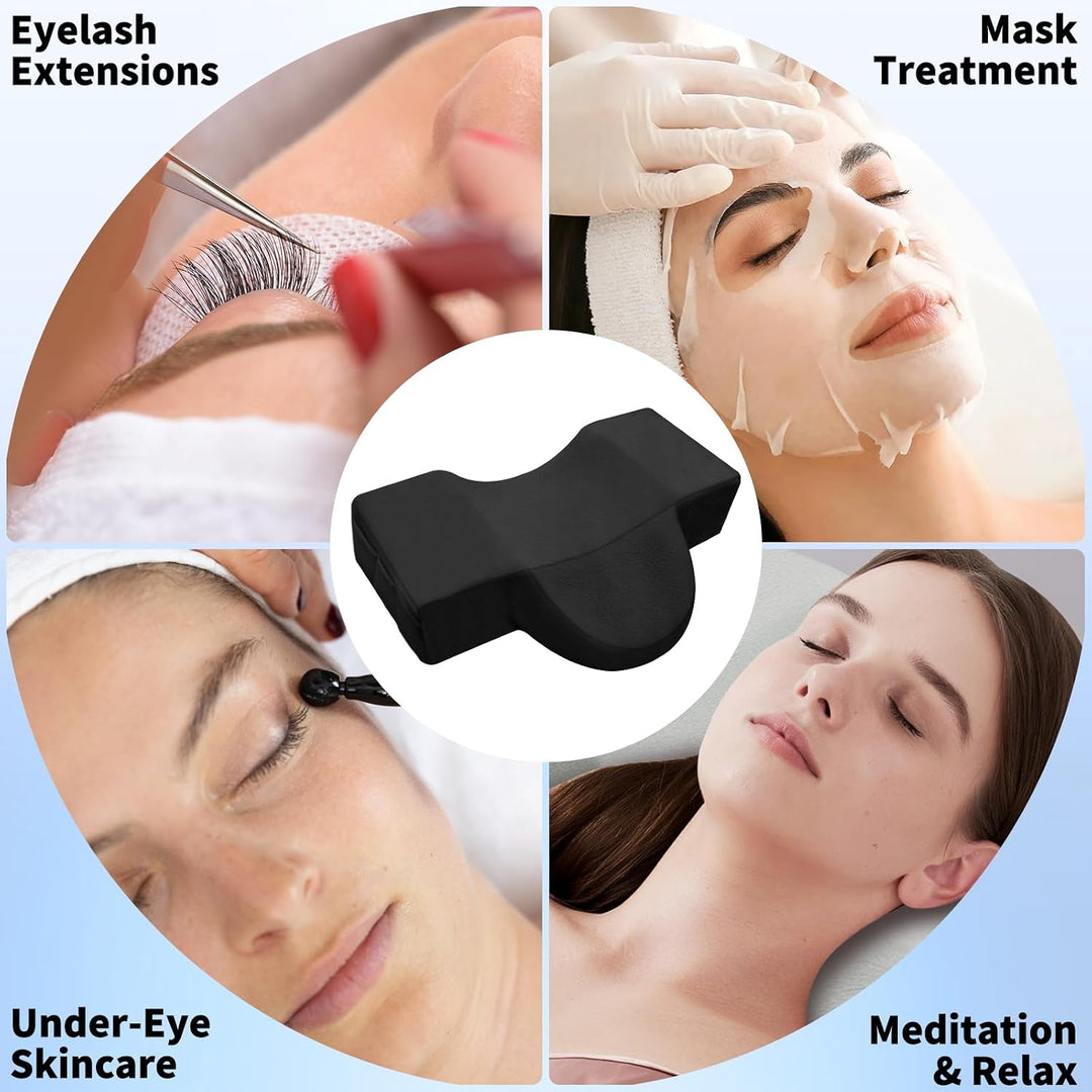 Diesisa 22° U-förmiges Wimpernkissen mit Kissenbezug für Schönheitssalon Schwarz, Schwarz