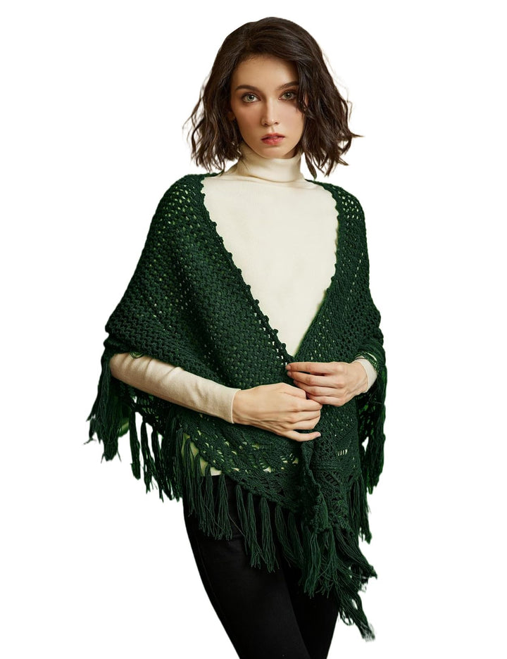 BEAUTELICATE Damen Gestricker Schal Stola Dreiecksschal Warm Hohl Stricken Cape Cardigan Elegantz Dr