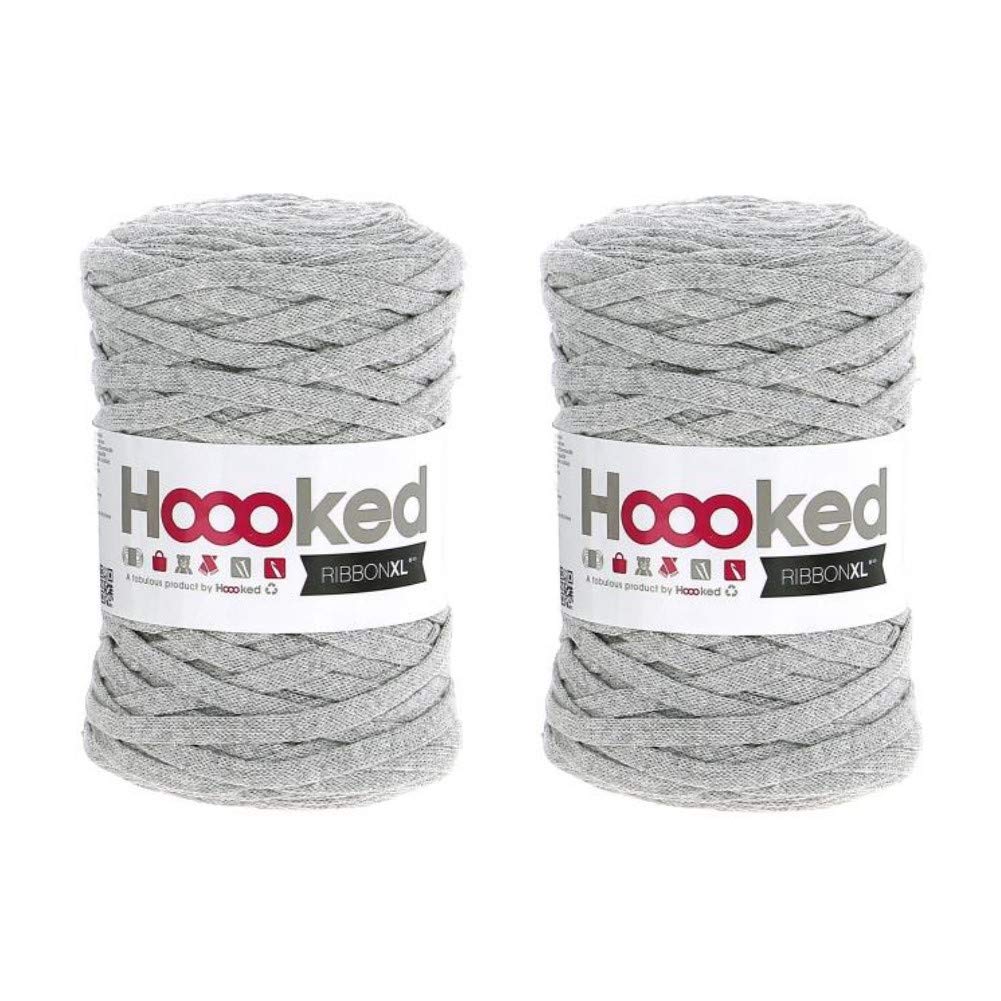 Hoooked Ribbon XL 2 Knäuel Wolle Silbergrau (RXL 41), Silbergrau