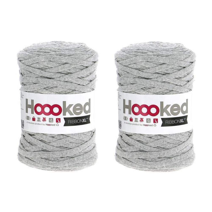 Hoooked Ribbon XL 2 Knäuel Wolle Silbergrau (RXL 41), Silbergrau