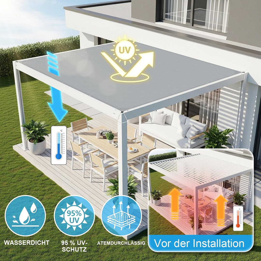 COOL AREA Sonnensegel Wasserdicht Rechteckige 1.5x2m mit Geraden Kanten Sonnenschutz Wetterschutz PE