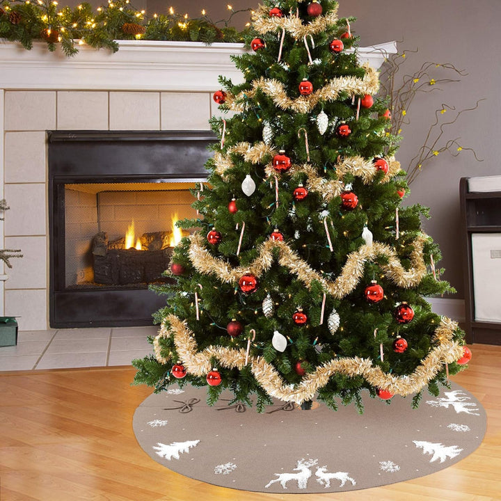 LOMOHOO Weihnachtsbaum-Rock 90cm gestrickt 3D-Elch-Weihnachtsbaum-Unterlage,Rustikaler roter Baumroc