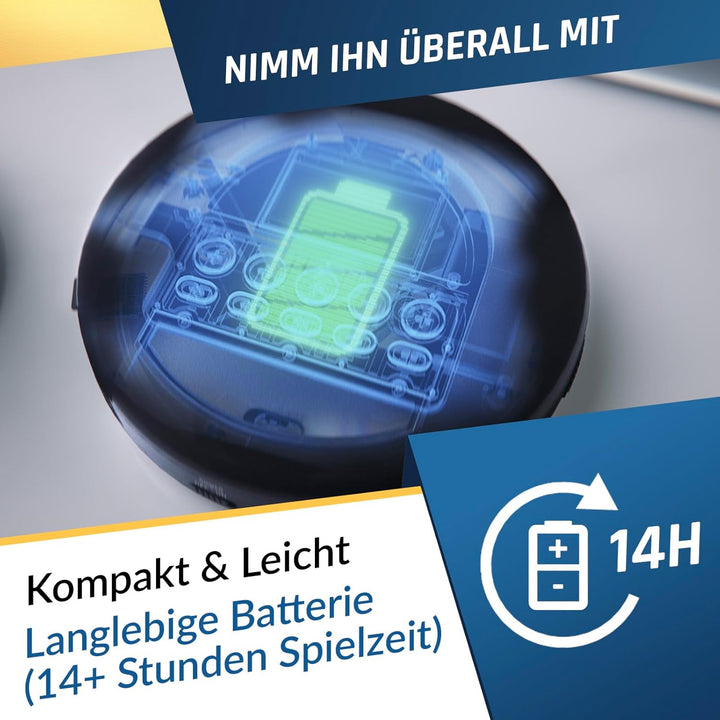 KLIM Nomad CD Player Bluetooth - tragbare Discman mit langlebigem Akku - inklusive Kopfhörer - MP3 -