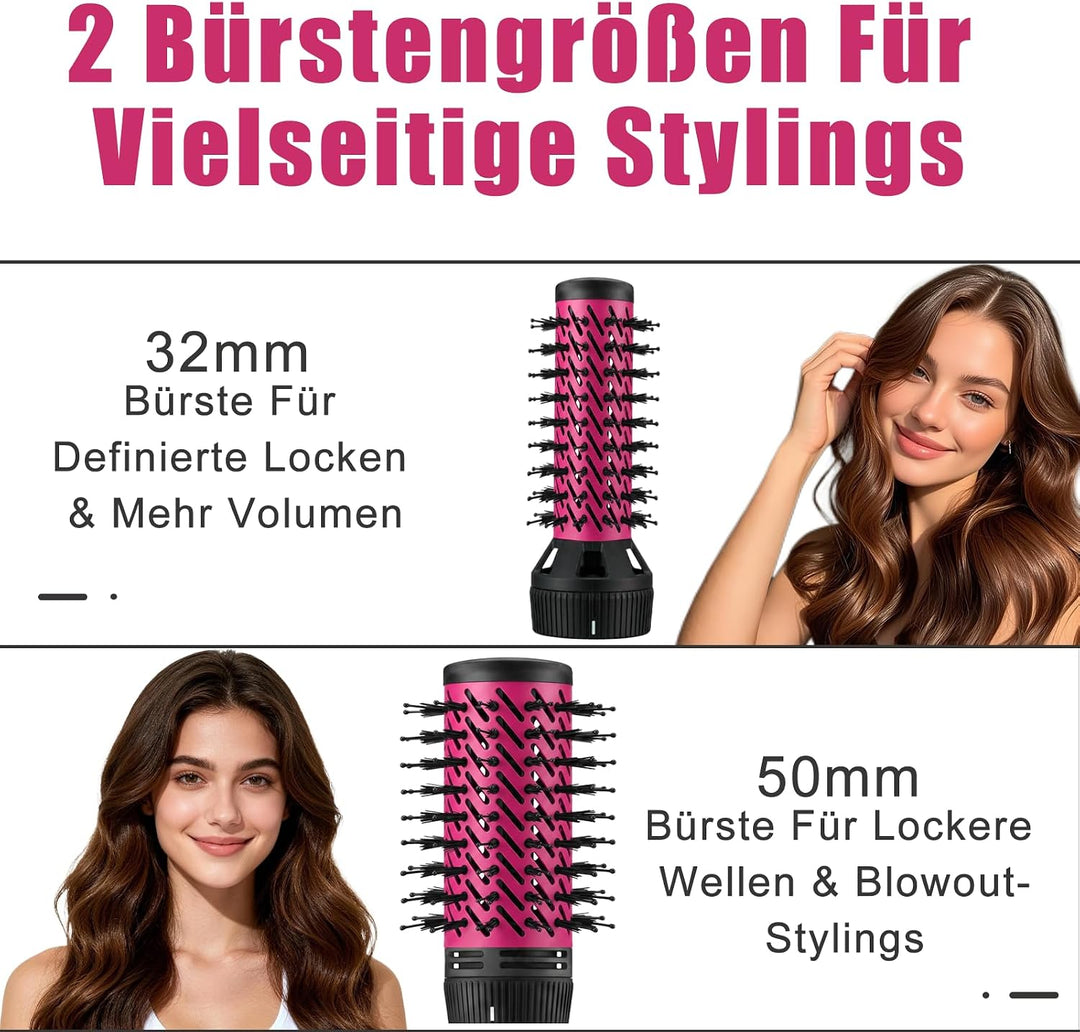 VGR 480 Rundbürste Profi 2 in 1 Föhnbürste Mit 32mm 50mm Für Salon, Rot, Rot