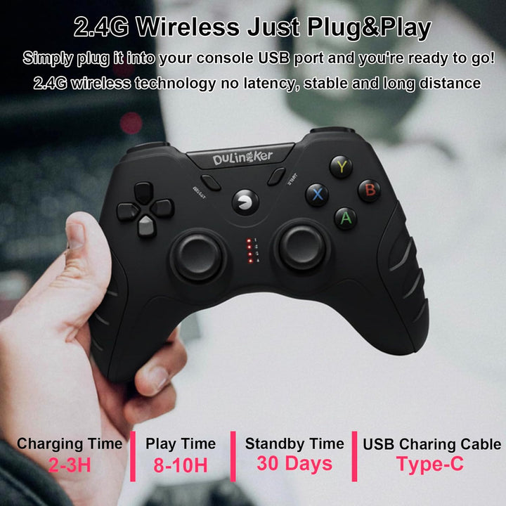 DuLingKer PC Controller Wireless, PS3 Controller PC Gamepad mit Dual Vibration, 2,4G Wireless Gaming