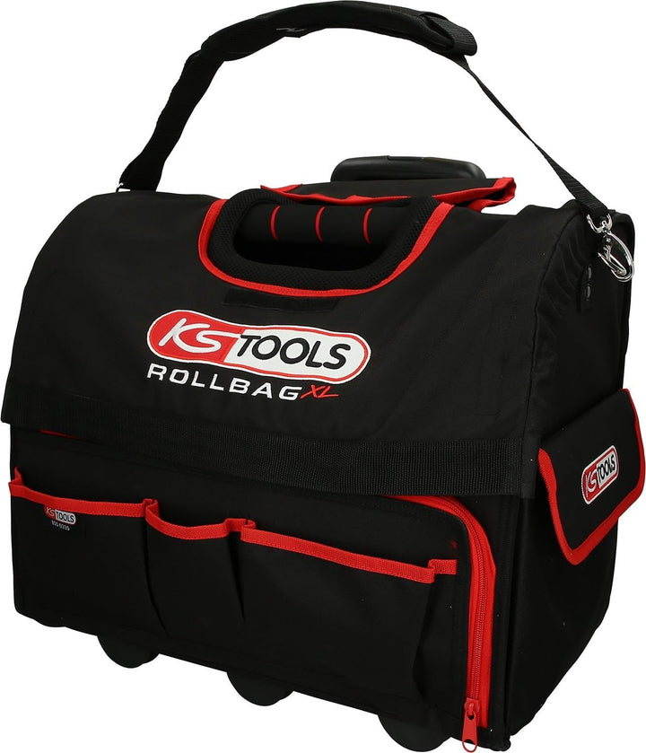 KS Tools 850.0335 ROLLBAG Universal-Werkzeugtasche XL mit Teleskop-Trolly, Rot/Schwarz