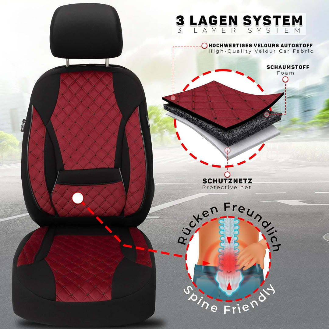 BREMER SITZBEZÜGE Mass Sitzbezüge Schonbezüge für Mercedes GLK X204 TK602 TK602 - Weinrot / Schwarz