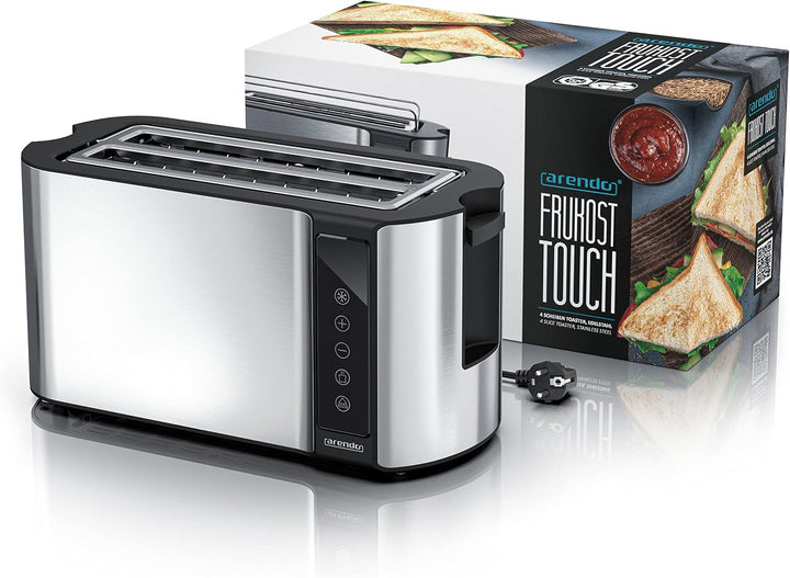 Arendo - Edelstahl Toaster Langschlitz 4 Scheiben - Touchpanel – Doppelwandgehäuse – 1500 W – Integr