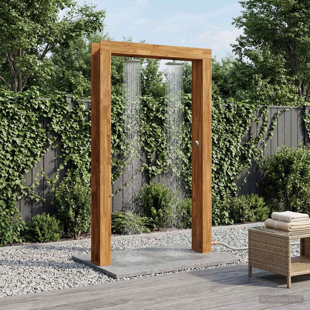 vidaXL Gartendusche 226 cm Massives Akazienholz und Edelstahl Natur Natur 137 x 23 x 226 cm, Natur 1