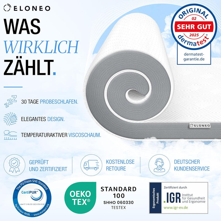 maxVitalis Viscoelastischer Matratzen Topper 100x190cm, Matratzentopper mit Memory Foam Effekt, 4 cm