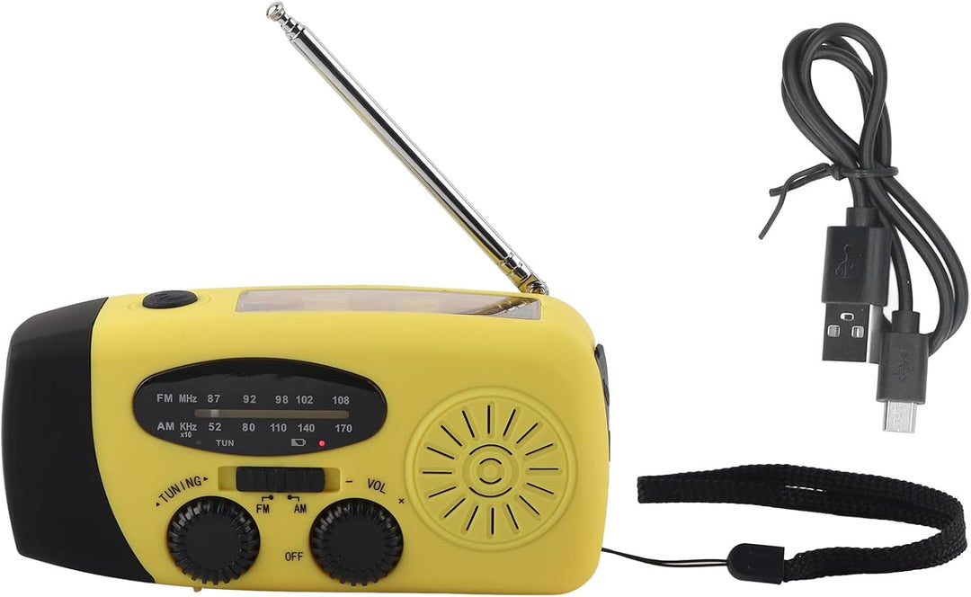 ASHATA Emergency Solar Radio, Notfall-Wetterradio Handkurbel FM/AM/WB NOAA mit Solarladung und Tasch