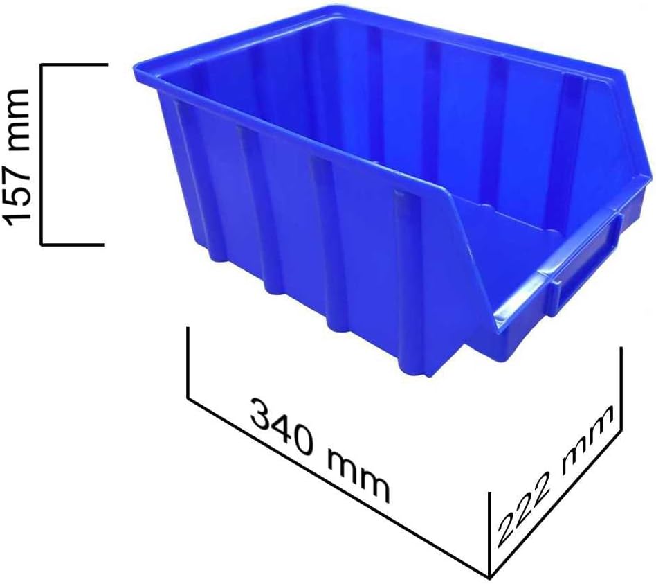 15 Stück Stapelboxen blau Gr.4 (222 x 340 x 157 mm) Kunststoff PP Sichtlagerkästen Stapelkästen ohne
