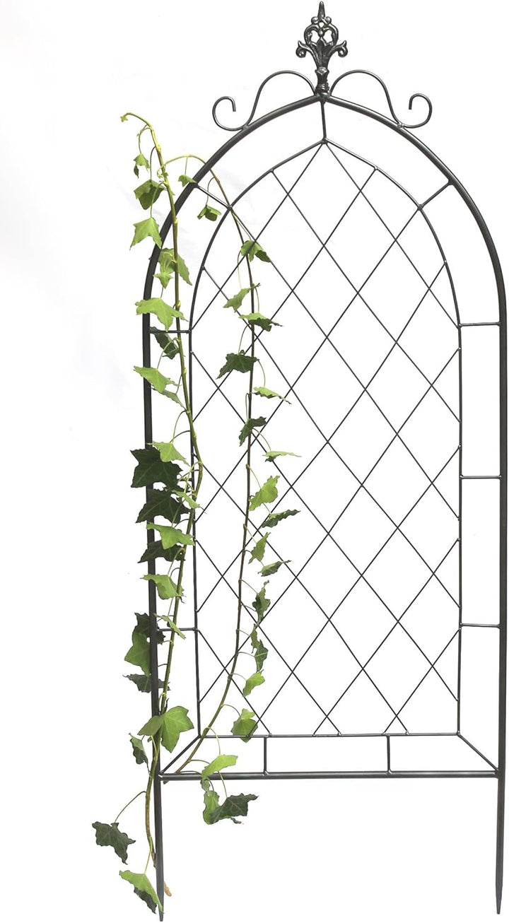 DanDiBo Rankhilfe Metall Rankgitter 120 cm Grau 96193 Kletterhilfe Bodenstecker Blumenhalter Ranksäu