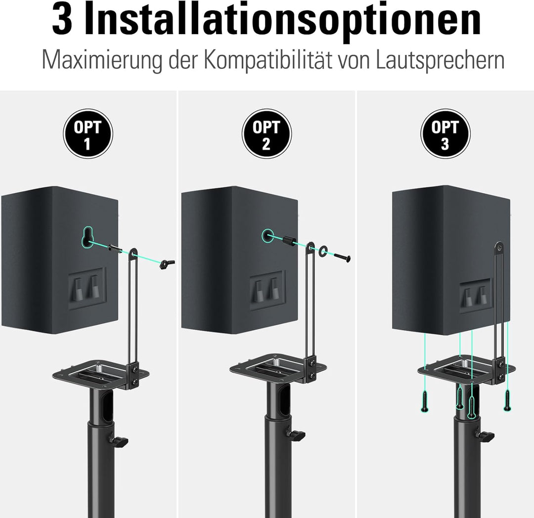Mounting Dream Lautsprecherständer höhenverstellbar für Satelliten bis zu 5KG, 2er-Set Bodenständer