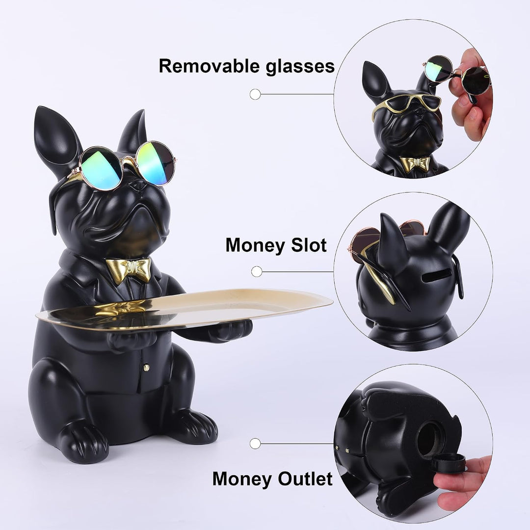 Deko Skulptur Bulldogge, Schlüsselschale Modern Schwarz, Schlüsselablage Flur, Deko Figuren Wohnzimm
