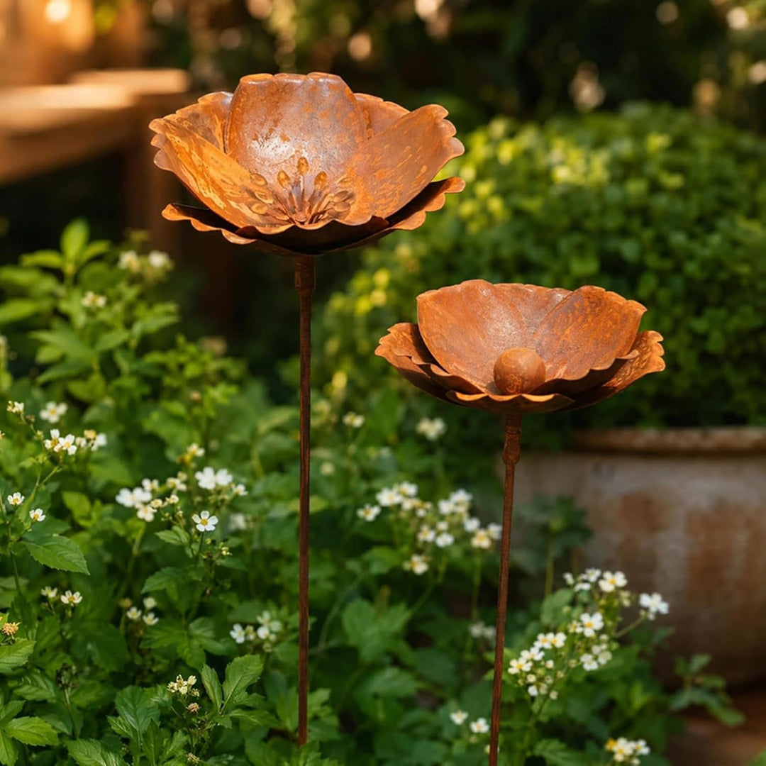Gartenstecker Rost Deko Mohn Mohnkapsel Metall Rost Gartendeko Edelrost für Frühling, Garten, Wohnzi