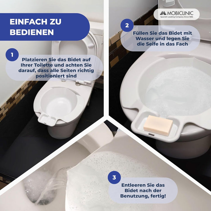 Mobiclinic®, Tragbares Bidet für WC, Intimhygiene, Wochenbett, Hämorrhoiden, Senioren, 4 l Fassungsv