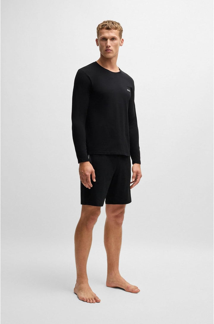 BOSS Herren Mix&amp;Match LS-Shirt R Regular-Fit Longsleeve aus Stretch-Baumwolle mit Logo-Stickerei Sch